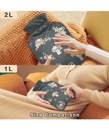 Naanle Floral Koala Hot Water Bottle - 2L Large Transparent Heater for Bed Hand & Feet | Pain Relief & Cold Therapy - Buy Online on GoSupps.com