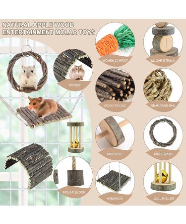 YIXUND Hamster Toys - Apple Wood Sticks Ladder Bell Roller for Small Animals - Buy Online on GoSupps.com