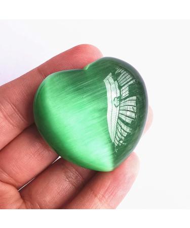 Manekieko Green Cat's Eye Palm Worry Heart Stone - 40mm Healing Crystals for Love & Wellness - International Shipping - Buy Online on GoSupps.com