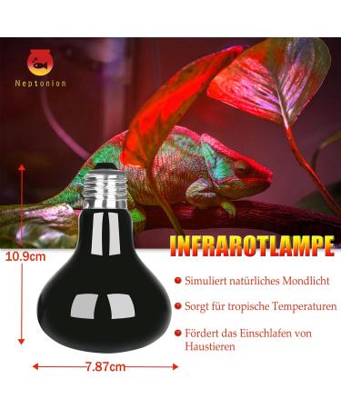 Neptonion 100W Infrared Heat Lamp for Reptiles | UVA Basking Spot Lamp for Snakes Chameleons Geckos & More - Buy Online on GoSupps.com