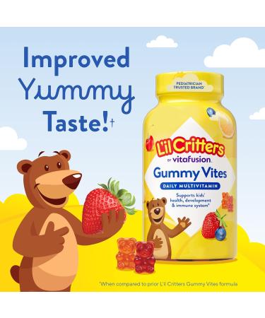 L il Critters Gummy Vites Daily Gummy Multivitamin for Kids, Vitamin C, D3 for Immune Support Cherry, Strawberry, Orange, Pineapple and Blueberry Flavors, 70 Count Gummies Naturally Sourced Flavors 70 Count (Pack of 1) - Buy Online on GoSupps.com