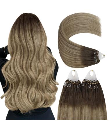 Youngsee Microring Extensions Real Hair 1g Balayage 40cm Microring Hair Extensions Braun Balayage Blond Loop Extensions Real Hair Micro Extensions 50g/50s #3/8/22 40 CM-Micro 3-2- #3/8/22