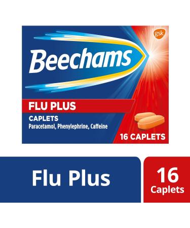 Beechams Cold & Flu Tablets with Paracetamol - 16 Caplets for Pain & Congestion Relief - Buy Online on GoSupps.com