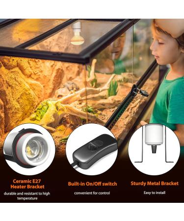 Luxvista Pet Heat Lamp Holder Ceramic Heater Bracket for Reptiles Tortoise Pet Heat Lamp with 2 Pack 50W E27 Heat Lamp Bulb - Buy Online on GoSupps.com