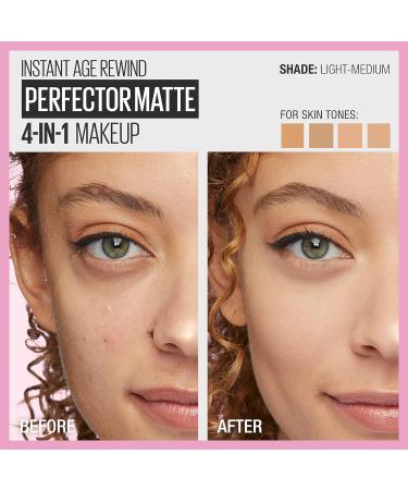 Maybelline Instant Age Rewind 4-In-1 Matte Makeup - Light/Medium - 1 Count - Buy Online on GoSupps.com
