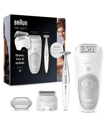 Braun Silk- pil 5 Epilator women for hair removal / hair remover including bikini trimmer (hair trimmer intimate area) swiveling head 5-805 white / gray