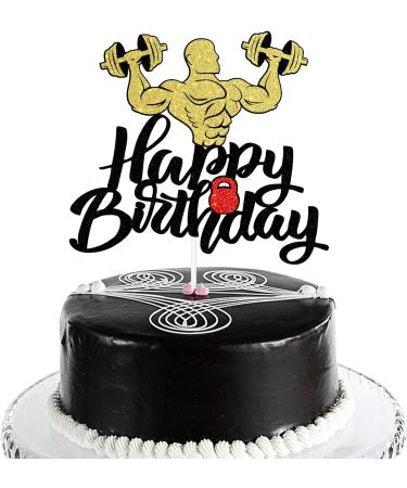 Fitness training men birthday cake decoration weightlifting men strong cake decoration - Buy Online on GoSupps.com