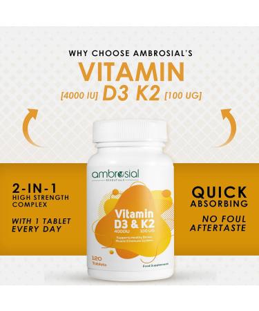AMBROSIAL Vitamin D3 & K2 Tablets Pack of 1-120 Tablets - Buy Online on GoSupps.com