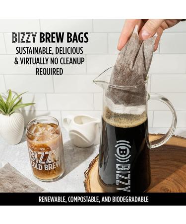 Bizzy Organic Cold Brew Coffee Brew Bags - Smooth & Sweet Blend - 12 Count - Specialty Grade Arabica - Makes 42 Cups - Buy Online on GoSupps.com