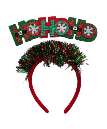 Bowfinity Christmas Inspired Alice Headband With Ho Ho Ho Top Xmas Festive Tinsel Handmade Hair Accessory