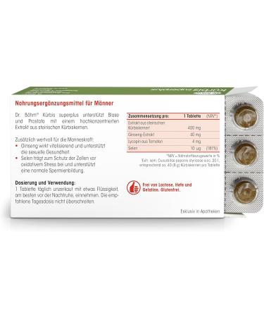 Dr. B hm Pumpkin Superplus | 30 Tablets Nutritional Supplement for Bladder & Prostate Health | Pumpkin Extract Ginseng & Selenium - Shop Internationally - Buy Online on GoSupps.com