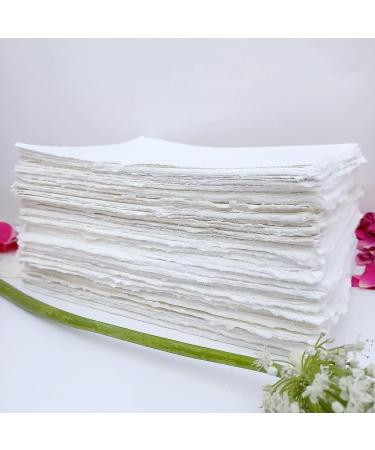 E-Tailor Handmade Cotton Deckle Edge Paper Loose Leaf Sheets for Sketch Painting Invitatons Art Work Kids 130 GSM Ivory White ( HPDW-102-3x5-50-Sheets ) 3x5" - Buy Online on GoSupps.com