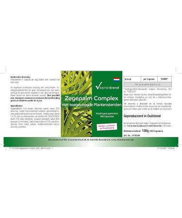 Dwarf Palm Complex - 180 capsules for 1/2 year with plant sterols beta-sitosterol lycopene Opuntia Ficus Indica selenium and zinc - high dose | Vitamintrend  - Buy Online on GoSupps.com