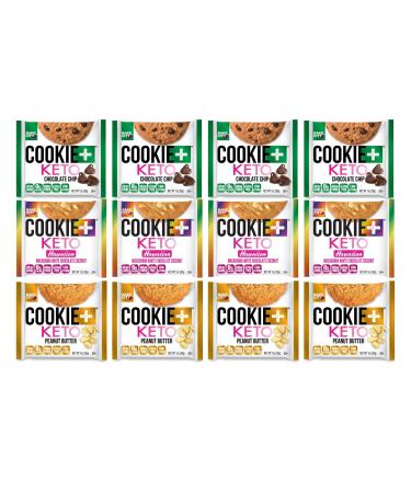 Bake City Cookie Plus Keto | 1oz Variety Pack Best Sellers Cookies (12 pack), Gluten Free, 0g Sugar, Only 1.5g Net Carbs, Good Fats, 5g Protein, Kosher, No Artificial Flavors