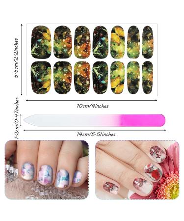 Self Adhesive Flower Nail Wraps - 16 Sheets Full Cover Nail Stickers with Butterfly Design for Women and Girls | Nail Art Decals and Polish Sticker Set with File | Nail Decoration - Buy Online on GoSupps.com