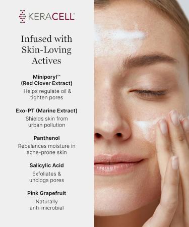Keracell Pore Clearing Cleanser - Pore Cleanser & Minimizer with Salicylic Acid & Panthenol - Acne Cleanser Face Wash with MHCsc Technology - Moisturizes Decreases Oil & Removes Impurities - 4 oz - Buy Online on GoSupps.com