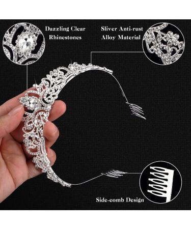 Juinte 8-Piece Silver Crystal Princess Tiaras for Girls & Women - Ideal for Birthday, Wedding Prom & Cosplay - Buy Online on GoSupps.com