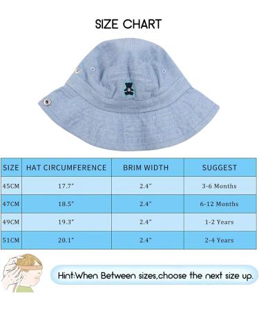 XIAOHAWANG Baby Boy Dinosaur Bucket Hat - Blue Bear Design | 1-2 Years | Summer Beach Cap for Infant Toddler Boys - Buy Online on GoSupps.com
