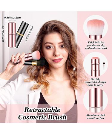 2-Piece Retractable Kabuki Makeup Brushes Set - Black Pink Travel Brushes for Powder, Cream, and Liquid Cosmetics - Buy Online on GoSupps.com