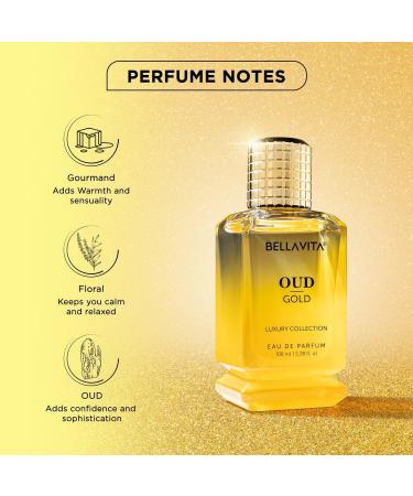 Bell.a Vita Luxury OUD GOLD Eau De Parfum Intense Perfume with Caramel Rose Vanilla Sandalwood|Premium Long Lasting Oriental Fragrance for Men 100ML - Buy Online on GoSupps.com