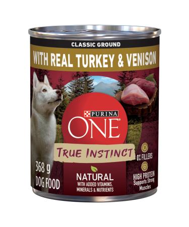Purina ONE Classic Ground True Instinct Wet Dog Food Turkey & Venison - 368 g Can (12 Pack)