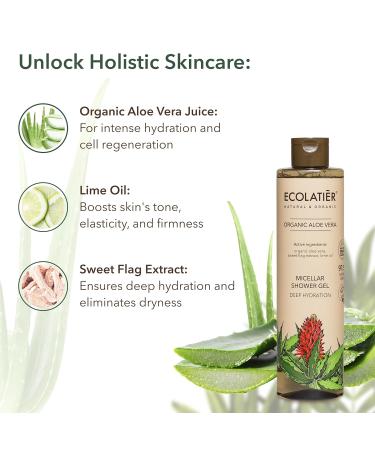 Micellar Shower Gel Deep Hydration with Organic Aloe Vera | 97.5% Natural Vegan Body Wash for Sensitive Skin | 11.8 Fl Oz - Buy Online on GoSupps.com