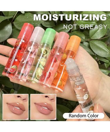  POVVFRTY Moisturizing Lip Oil Fruit Flavor Roller Lip Gloss Nourishing Lip Oil Long Lasting Non-Sticky Lip Gloss Transparent Colorless Lip Gloss for Women /2766 - Buy Online on GoSupps.com