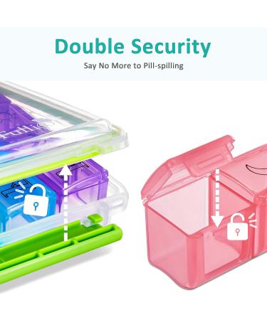 Fullicon Weekly Pill Organizer - 4x Daily 7 Day Travel-Friendly Moisture-Proof Pill Box for Vitamins & Supplements (Clear & Green - Buy Online on GoSupps.com