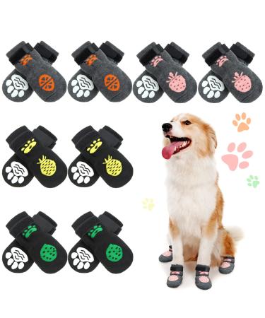 Reginary 16 Pieces Dog Socks Anti Slip Dog Socks Dog Socks for Small Medium Dogs Traction Control Skid for Hardwood Floor Protection(Medium)