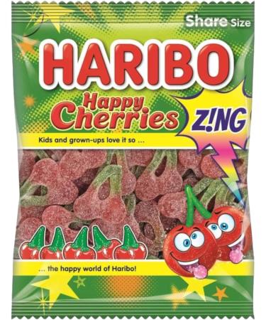 Happy Cherries Zing Fizzy Gummy Sugar Coated Sweets Cherry Flavour 160g - 3x Share Bags - Buy Online on GoSupps.com