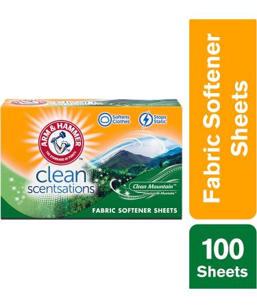 Arm & Hammer Clean Mountain Fabric Softener Sheets - 100 Count Pack - Laundry Essential - Buy Online on GoSupps.com