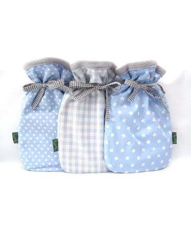 Self-sewn hot water bottle cover in blue and grey double-sided made of cotton and fleece hot water bottle with cover from bab-Berlin