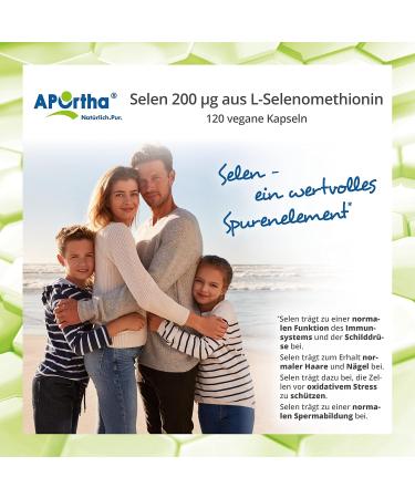 Aportha Selenium Capsules 120 Pieces | 200 g L-Selenomethionin | Vegan Gluten-Free & Easy to Swallow - Shop Now! - Buy Online on GoSupps.com