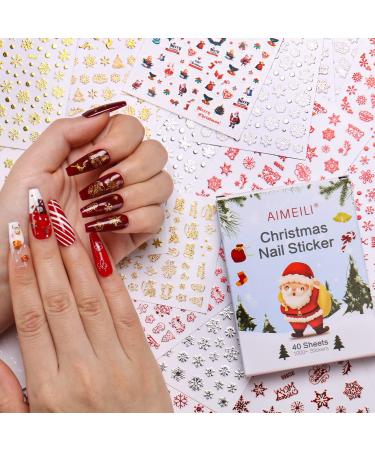 AIMEILI Christmas Nail Art Stickers Decals 3D Self-adhesive Snowflake Elk Pattern for Women Girls Manicure DIY and as Kids Craft Art 001 - Buy Online on GoSupps.com