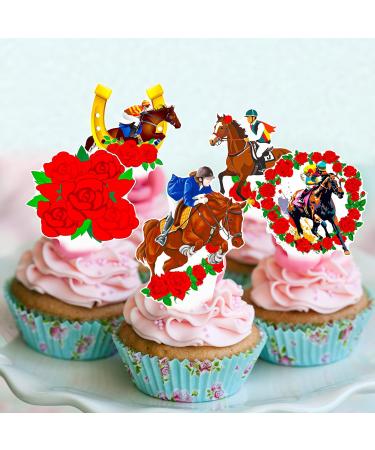 Kentucky Horse Derby Cupcake Toppers Kentucky Derby Decorations 48Pcs Horse Racing Cupcake Picks Equestrian Derby Birthday Decoration Kentucky Baby Shower Party Supplies - Buy Online on GoSupps.com