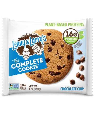 Lenny & Larry's The Complete Cookie, Chocolate Chip, Soft Baked, 16g Plant Protein, Vegan, Non-GMO, 4 Ounce Cookie (Pack of 12) Chocolate Chip 4 Ounce (Pack of 12)
