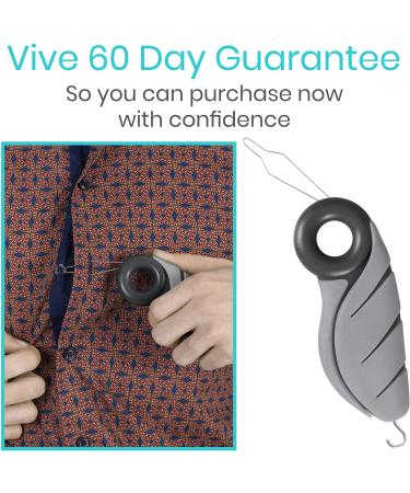 Vive Button Hook with Finger Hole - Zipper Gripper Pull Helper for Arthritis & Limited Mobility - Dressing Aid Tool for Independent Living - Dexterity Handle Grip - Black - Buy Online on GoSupps.com