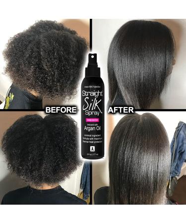 Moroccan Argan Oil Straight Silk Spray (6oz) | Heat Protectant up to 450 F | Alcohol-Free Hair Straightener & Detangler | Made in USA - Buy Online on GoSupps.com