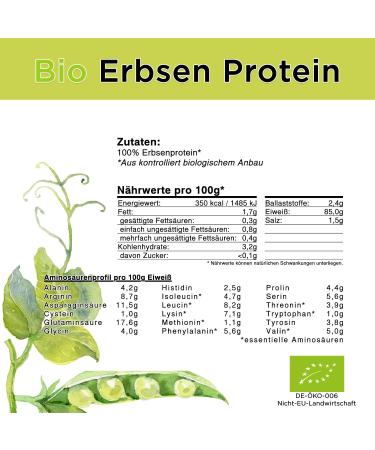 Organic Pea Protein 1000g | 85% Protein | Vegan & Gluten-Free | USA/Canada Grown | DE- KO-006 - Buy Online on GoSupps.com