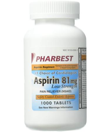 PHARBEST Aspirin 81mg - 1000 Tablets