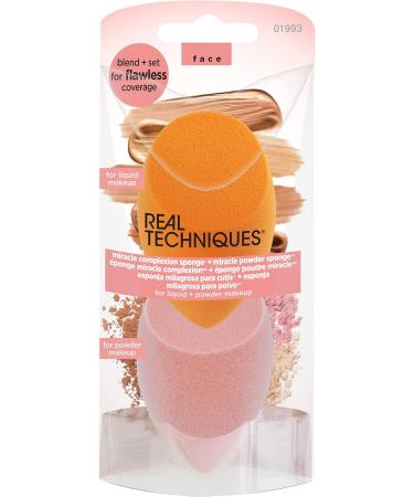 Real Techniques Miracle Complexion Sponge & Miracle Powder Sponge Duo Pack for Foundation & Powders (Pack of 2) Set of 2 (Pack of 2) - Buy Online on GoSupps.com