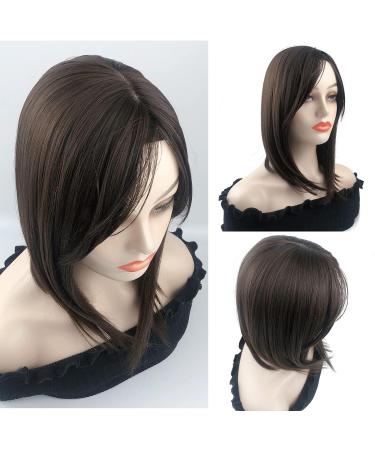 35cm Free Part Silk Base Clip-in Topper with Bangs - Cold Brown - Buy Online on GoSupps.com