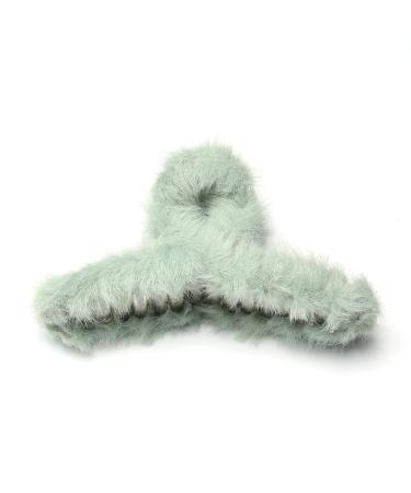 Winter Large Fluffy Hair Clip Beautiful Women's Hair Clip Headpiece Elegant Hair Accessory (Green)