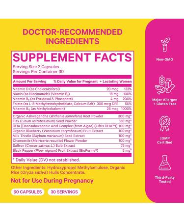 Pink Stork Postpartum Mood Support: Hormone Balance & Recovery with Ashwagandha - 60 Capsules - Buy Online on GoSupps.com