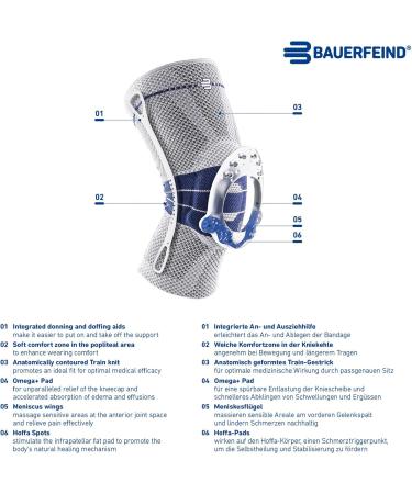 Bauerfeind GenuTrain Knee Brace - Unisex Support for Injury Relief & Stabilization | Ideal for Gonarthrosis & Arthritis | Size 7 No Silicone Edge - Buy Online on GoSupps.com