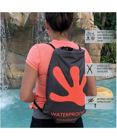 Geckobrands Drawstring Waterproof Backpack - Navy/Neon Green - Ideal for Hiking & Water Activities - Buy Online on GoSupps.com