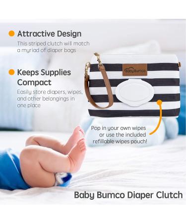 Baby Bumco Diaper Clutch Bag - Water Resistant, Portable Changing Kit with Refillable Wipes Dispenser (Jett Black) - Buy Online on GoSupps.com