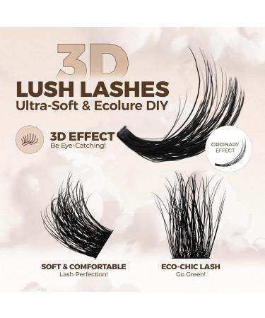 Lashview 144 PCS 3D Cluster Lashes - DIY Mega Volume Eyelash Extensions | Reusable Super Thin Band Individual Lashes - Buy Online on GoSupps.com