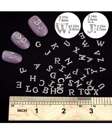 PAGOW Rhinestone Letters Nail Studs - 52Pcs Silver 3D Capital Alphabet Metal Art for DIY Manicure and Crafts - Buy Online on GoSupps.com