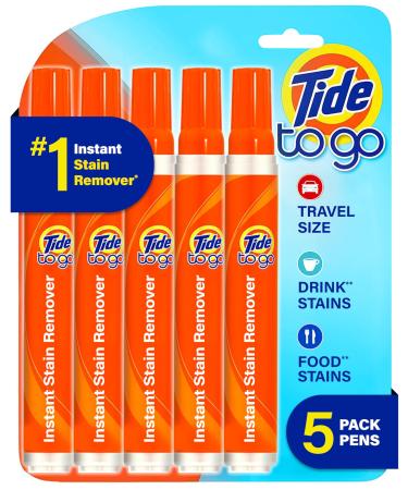 Tide Stain Remover for Clothes Tide To Go Pen Instant Stain & Spot Remover for Clothes Travel & Pocket Size 5 Count (Pack of 1) Unscented 5 Count (Pack of 1)